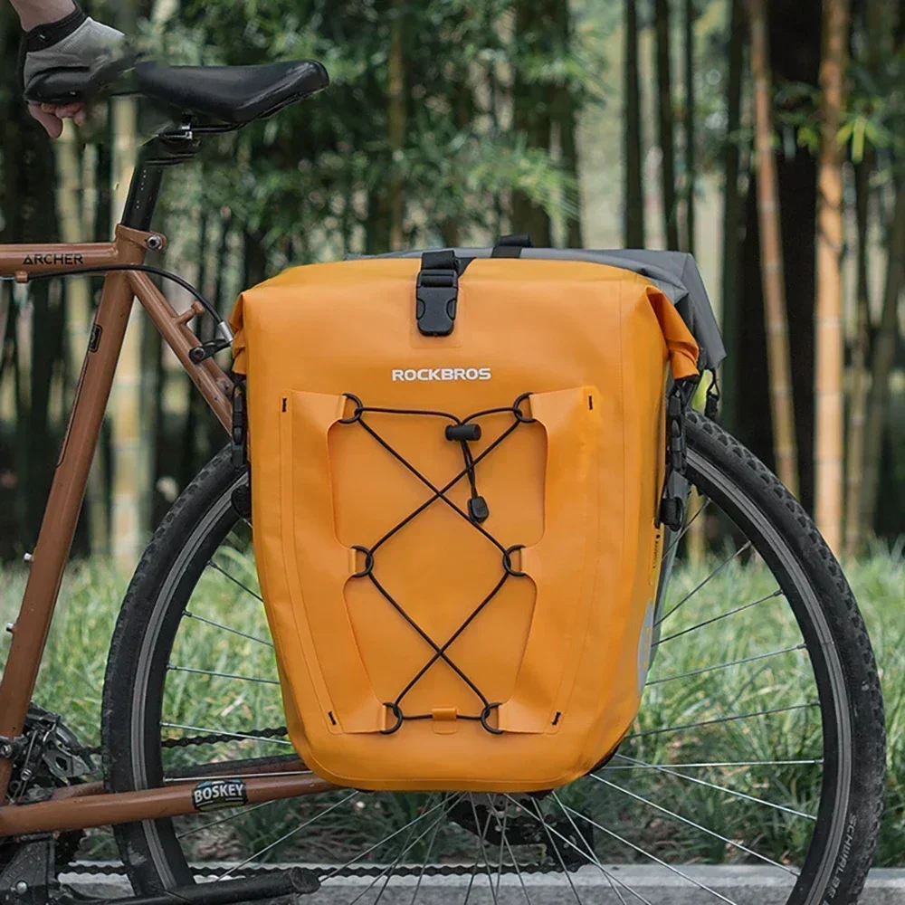 Bicycle Pannier, Waterproof Bike Bag 25L Travel Cycling Bag Basket Bicycle Rear Rack Tail Seat Trunk Bag Bike Panniers