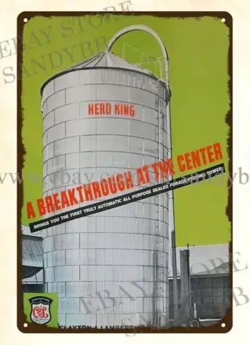 1p,Clayton Lambert MFG. herb king silo agriculture farm silage metal tin sign