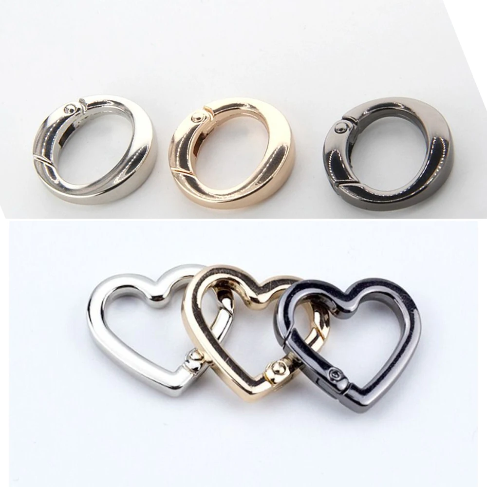 Heart Shape Spring O Ring Openable Leather Bag Handbag Belt Strap Buckle Carabiner Connect Key Dog Chain Snap Clasp Trigger Hook