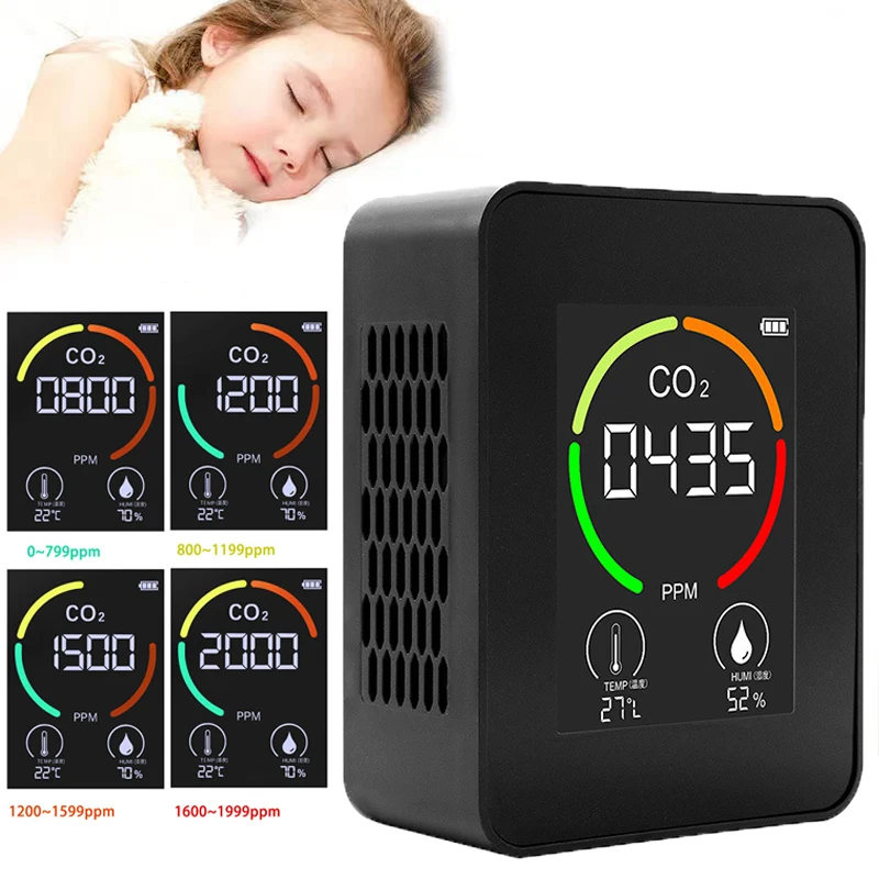 

Digital CO2 Sensor Carbon Dioxide Meter Air Detector Intelligent Air Quality Analyzer Indoor Air Pollution Monitor Thermometer