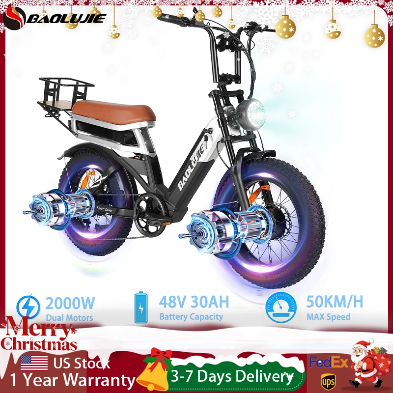 

BAOLUJIE 2033 Electric Bicycle Adult 2000W&1200W E-bike 48V30AH Electric Bike SHIMANO 7-Speed Mountain E-bike【1 Year Warranty】