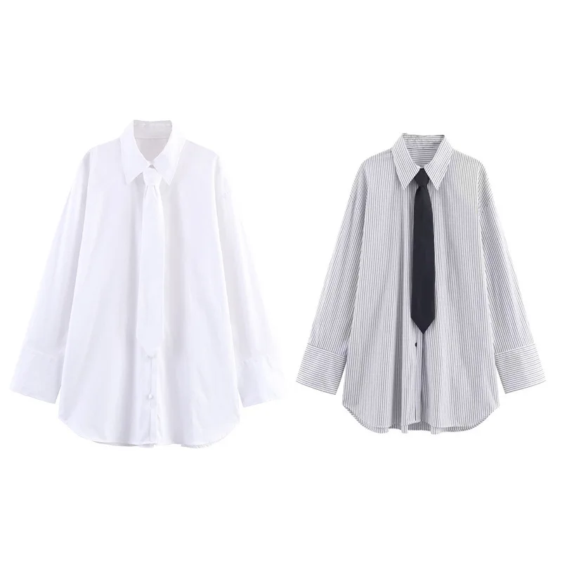 

Women's Fashion Casual Loose Tie Decorated Elegant Versatile Shirt