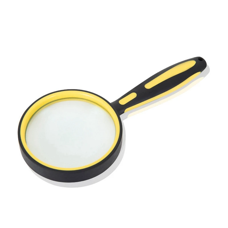 B62B Portable 4X Magnifying Glass 110mm Lens for Reading Books Newspapers Elderly Yellow Handle