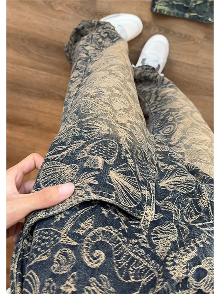 

Мужские джинсы-клеш в стиле ретро, синие, прямые, рабочие, весна-осень, с принтом и вышивкой, модные, брендовые, стильные...