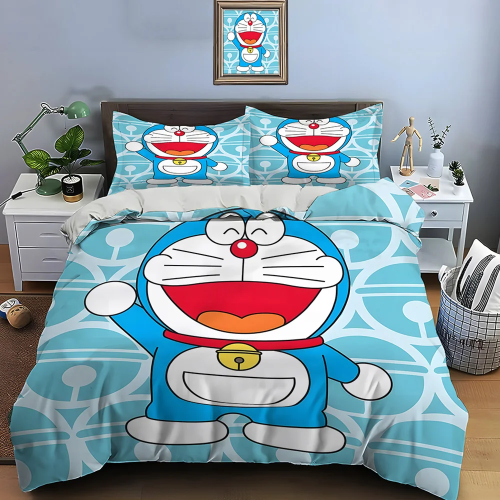 

3PC Multiple Styles D-Doraemon Cartoon Printed Bedding Set 1 Duvet Cover, 2 Pillowcases Boys Girls Children Luxury Gifts