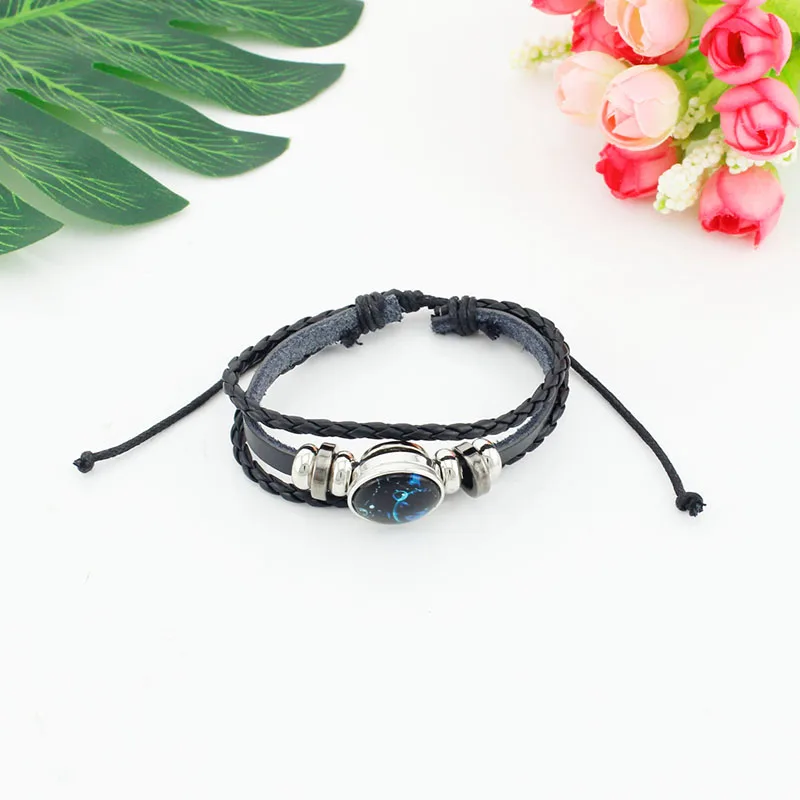 JWEIJIAO قوس قزح مثلي الجنس مثليه ثنائي الجنس المتحولين جنسيا رمز نمط بولي Leather الجلود سوار الزجاج كابوشون قبة حلية مجوهرات BT42-25