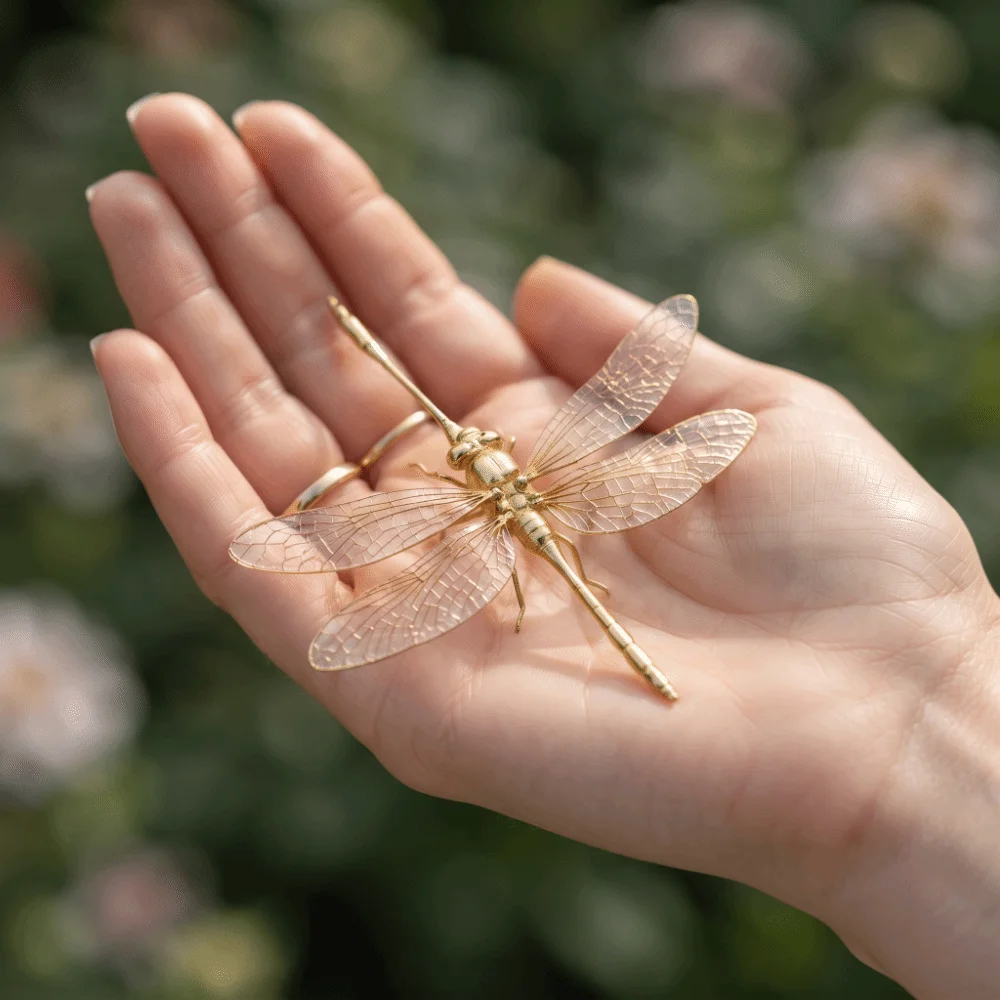 Simulation Insect Dragonfly Ornament Antique-Style Handmade Dragonfly Figure Alloy Miniature Dragonfly Tea Pet Bogu Frame