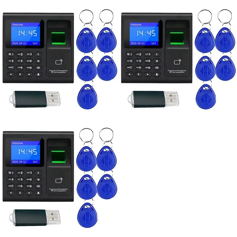 

【LOW STOCK】3X Time Attendance Machine Fingerprint Password Time Clock For Employee With Finger Scan, RFID And PIN Punching In On