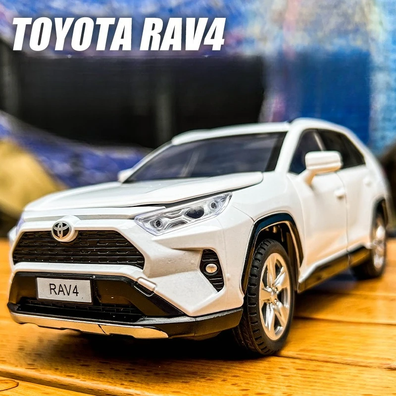 

1:24 Toyota RAV4 SUV Alloy Toy Car Model Wheel Steering Sound and Light Children's Toy Collectibles Birthday gift