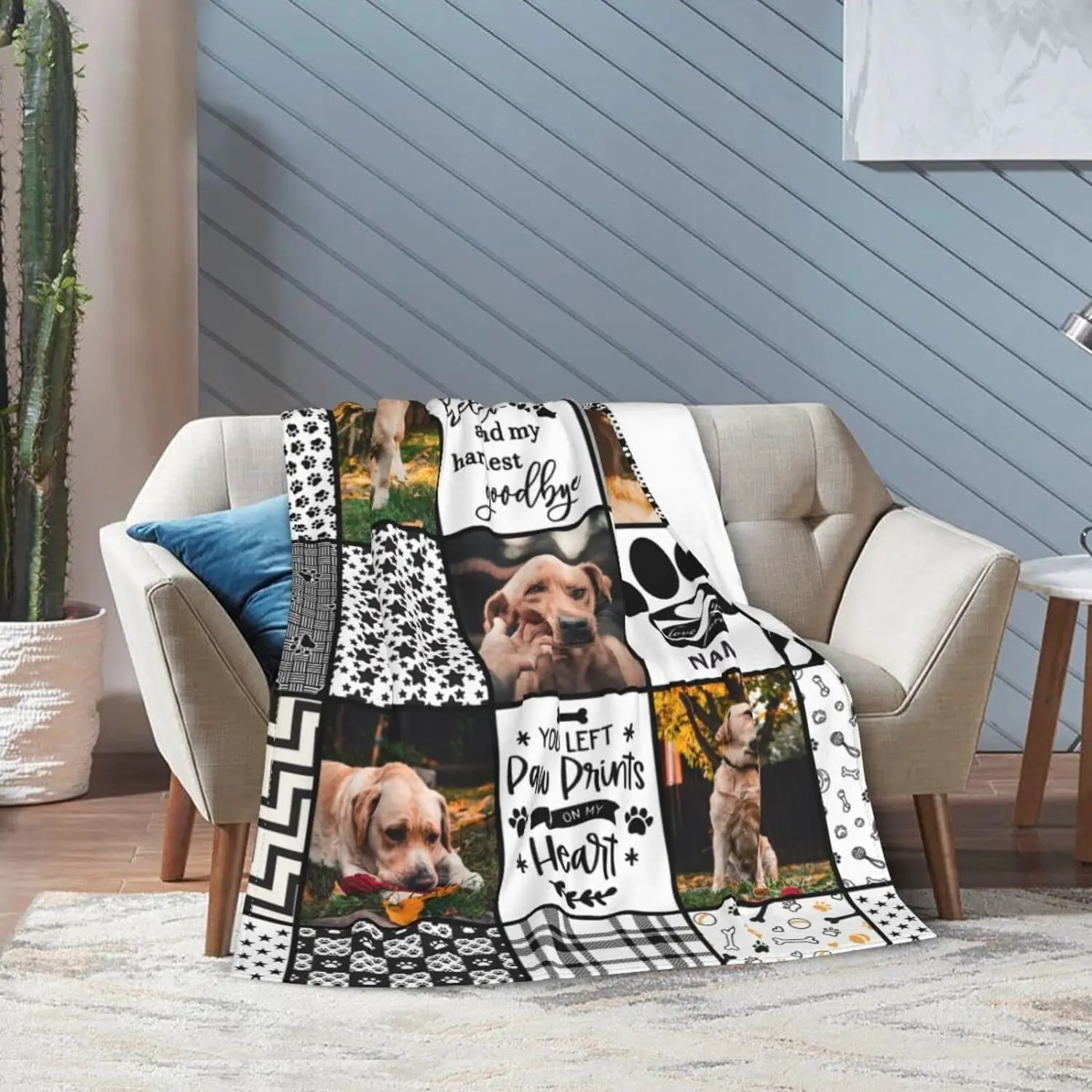 Custom Blanket, Personalized with Pet Photo Picture Blanket Dog Memorial Gifts - Sympathy for Loss of Dog