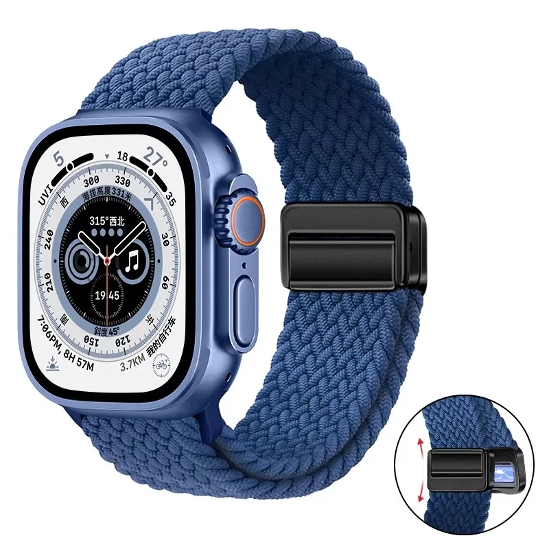 Nylon-Geflechtarmband für Apple Watch Ultra 3 2 49mm 11 10 46mm 42mm 9 8 7 45/41mm Magnetisches Armband iWatch 6 5 SE 44/40mm Correa