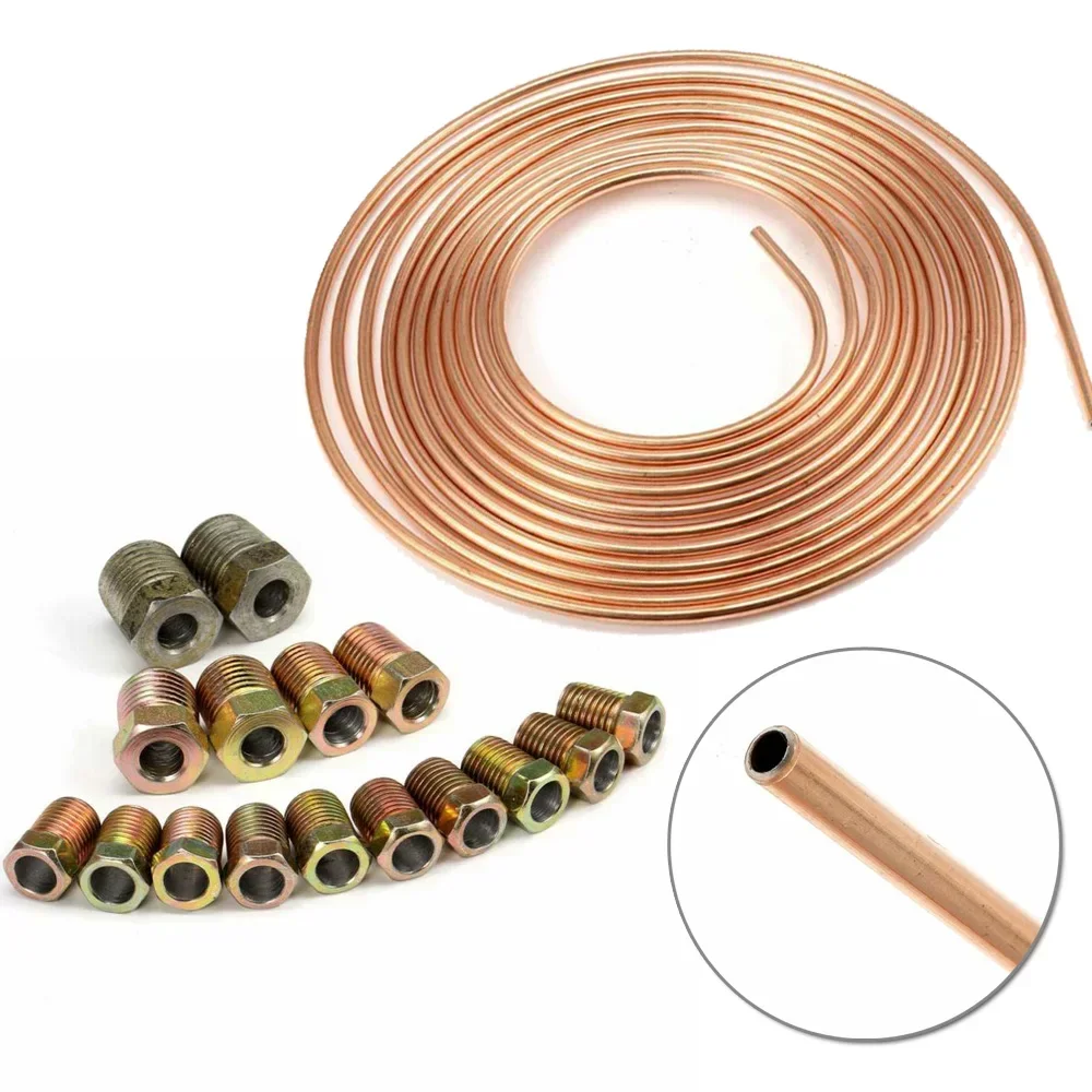 1/4 OD 25 Ft  ROLL Steel Zinc Nickel Brake Line Tubing COPPER TUBE AIR CON COIL Brake Line Tubing Coil Roll