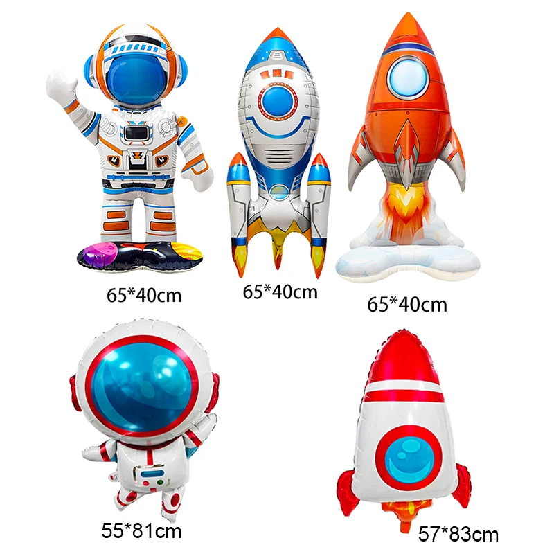 Outer Space Theme Disposable Tableware 3D Astronaut Rocket Foil Balloons Planet Lanterns For Boy Kids Birthday Party Decoration