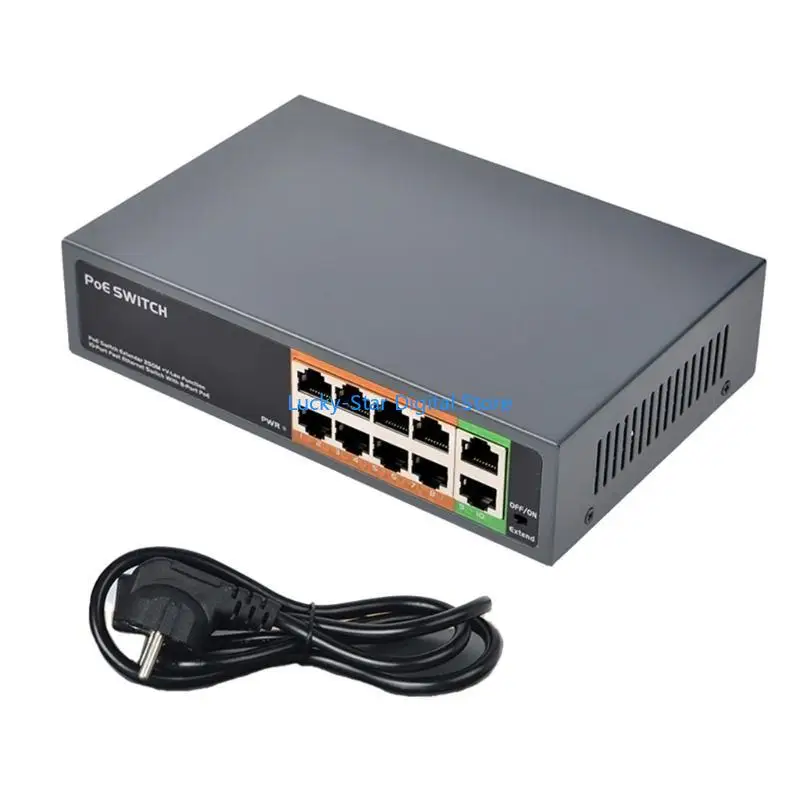 N7MC غير مُدارة 10 Port Gigabit Poe التبديل مع 8 Poe+ Port و 2 من منفذ الوصلة الصاعدة