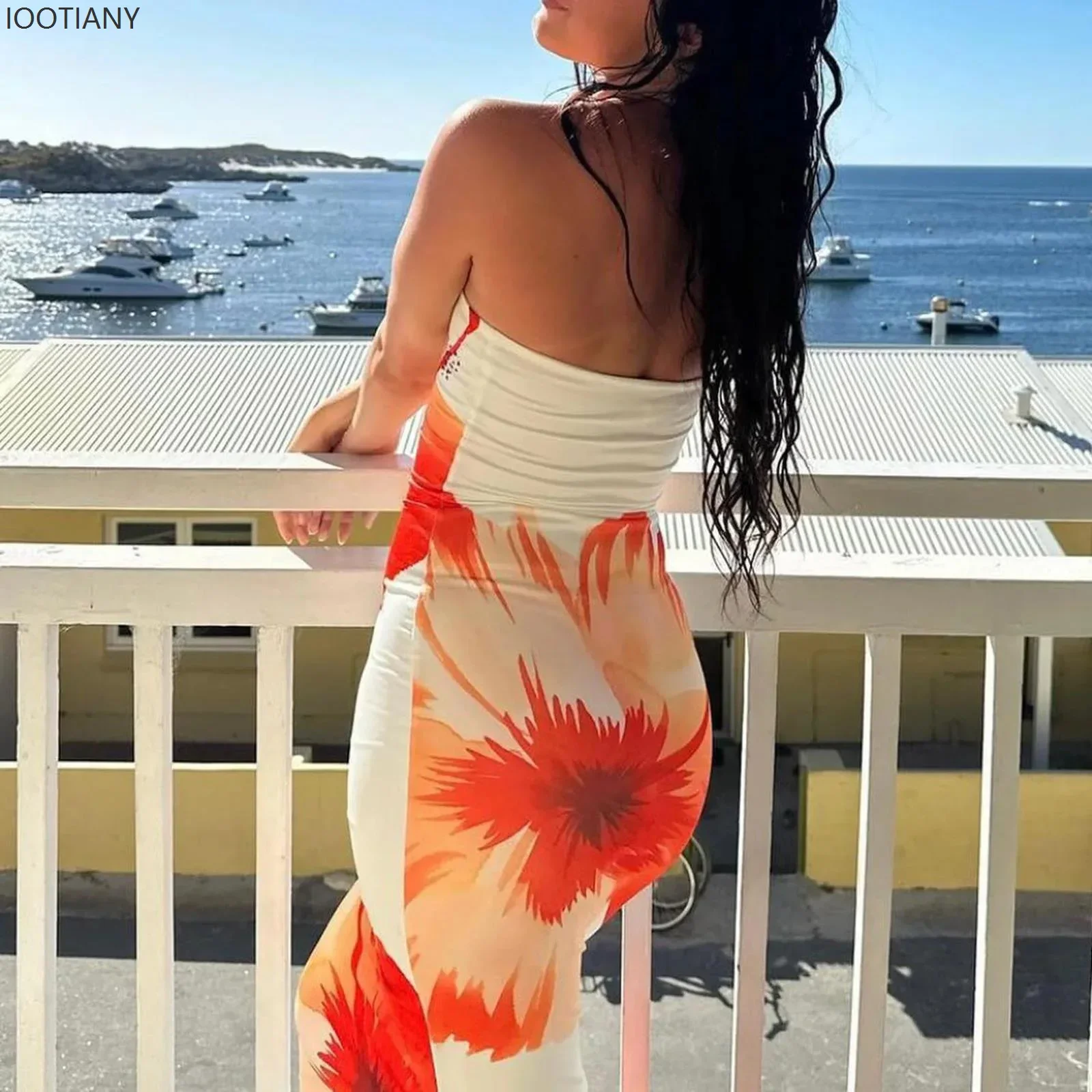 CosplayNew المرأة ريترو مثير سليم الجمالية الأزهار طباعة قبالة الكتف عارية الذراعين فستان الحفلات المسائية Bodycon فستان ماكسي تأثيري C