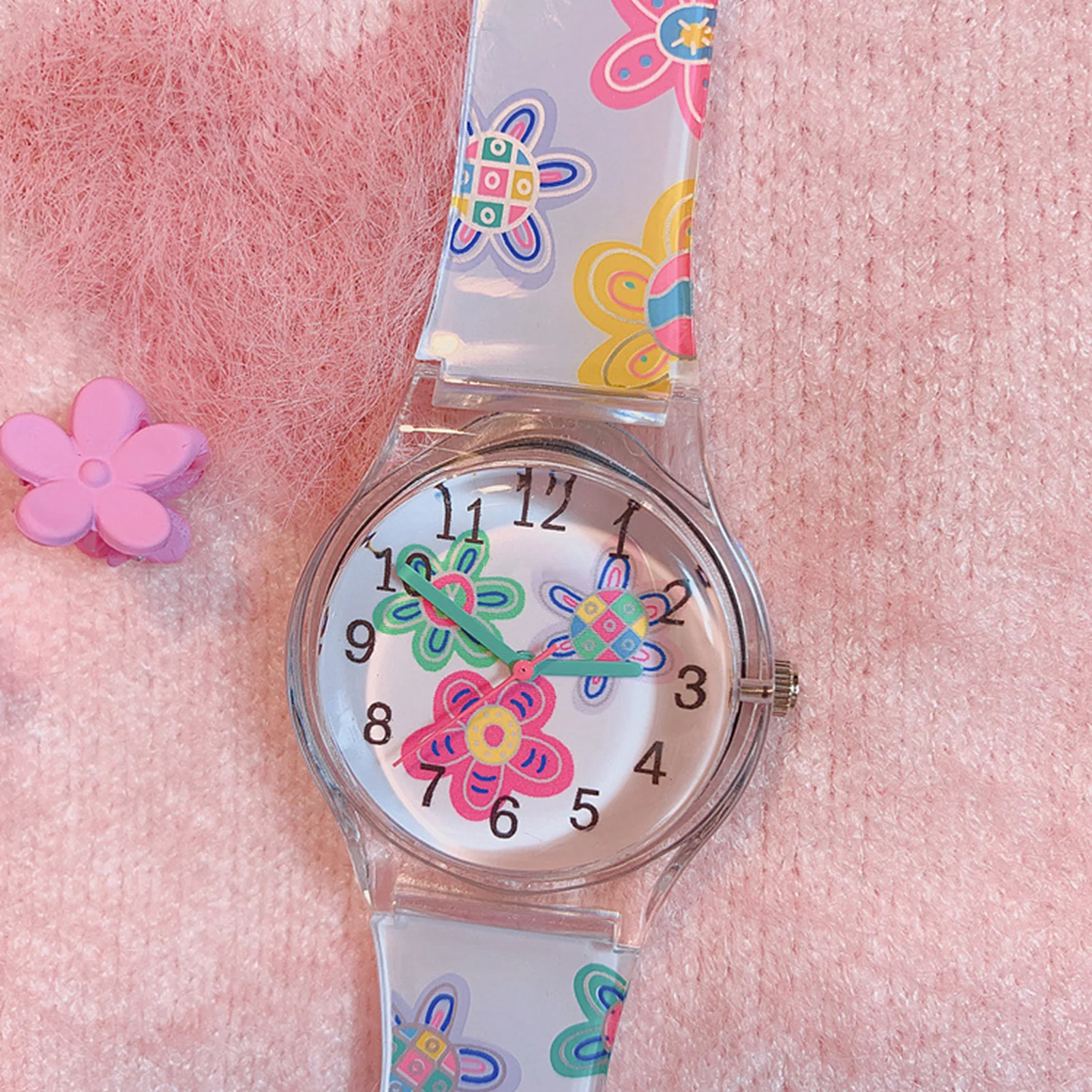 Kids Quartz Watch Flowers Design Analog Quartz Time Teacher Wrist Watch for Kids Toddle Teen Infants Students