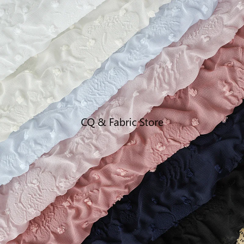 Chiffon Jacquard Dot Crumpled Embossed Bubble Fabric DIY Spring/Summer Shirt Fabric