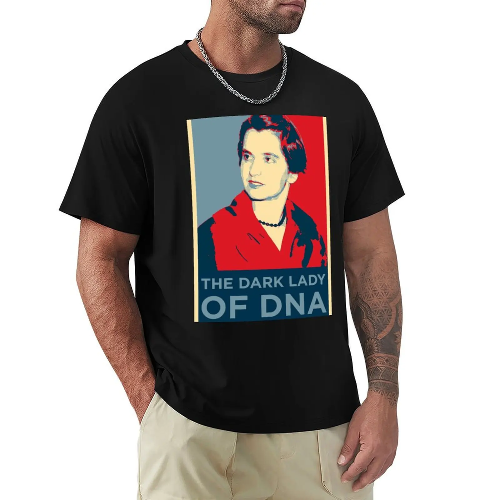 

Rosalind Franklin: The Dark Lady of DNA Red and Blue Portrait T-Shirt blanks kawaii clothes summer top t shirts men