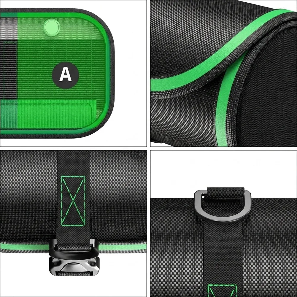 Portable Tool Roll Bag for Drill Bits and Screwdriver Bits Waterproof Oxford Fabric 37 Slot Storage Electrician Accessory Green
