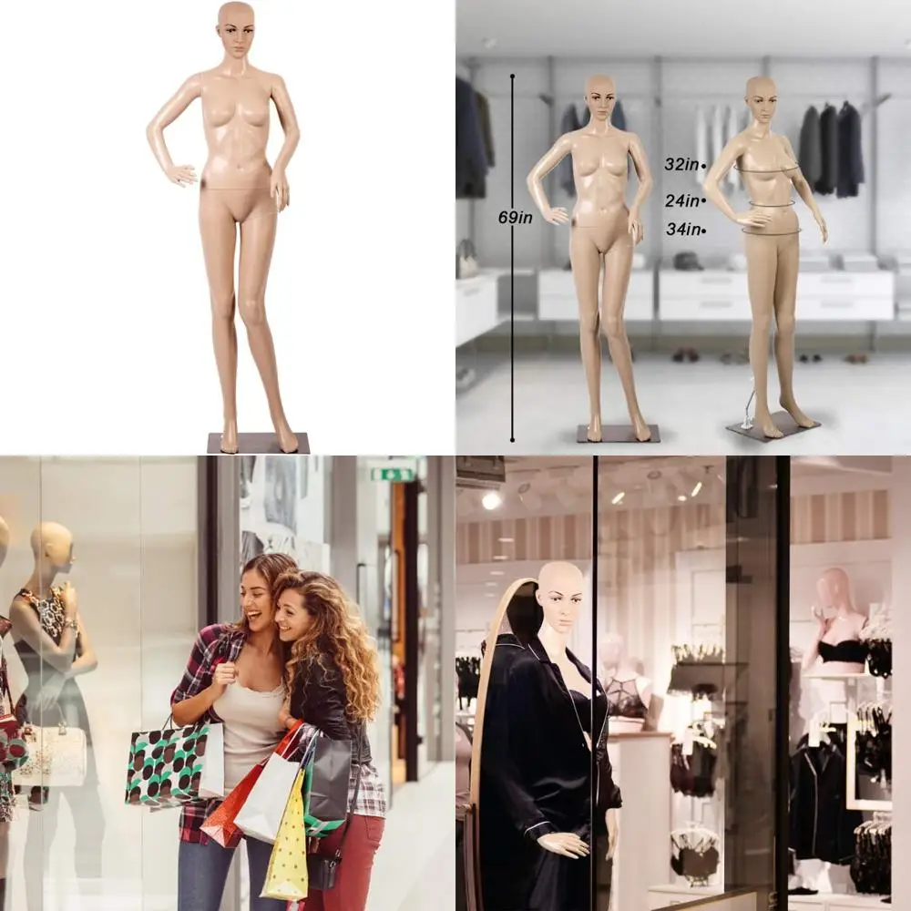 

69 Inch Rotatable Female Mannequin with Detachable Head and Arms for Clothing Display and Storage