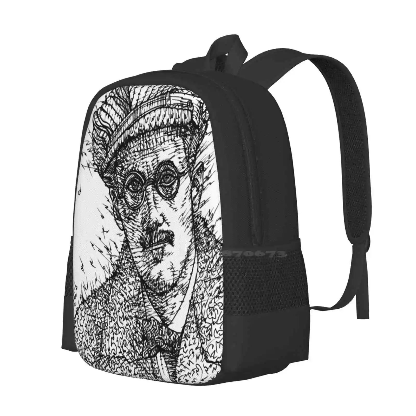 James Joyce - Ink Portrait .1 New Arrivals Unisex Bags Student Bag Backpack Ulysses Dublin Irish Joyce James Joyce Art Joyce