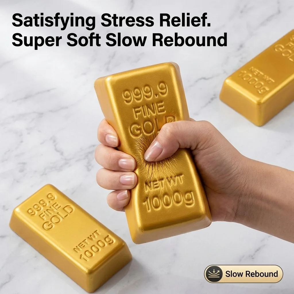 Simulation Gold Brick Slow Rebound Kneading Toy for Stress Relief Creative Gift Idea Gold Bars for Friends