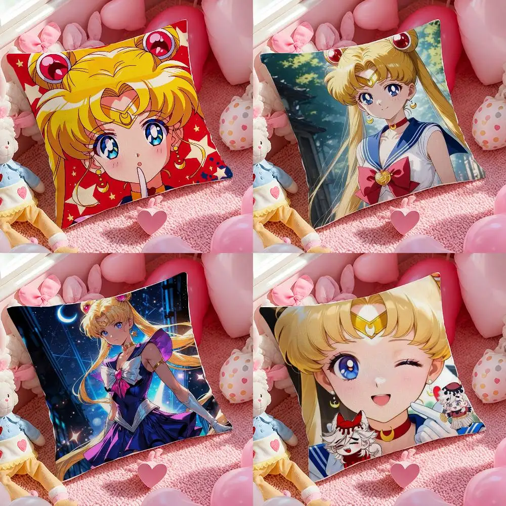

Sailor Moon Moon Kingdom Anime Plush Pillow Cover Soft Short Plush Cushion Cover For Sofa Bedroom Home Decor Gift