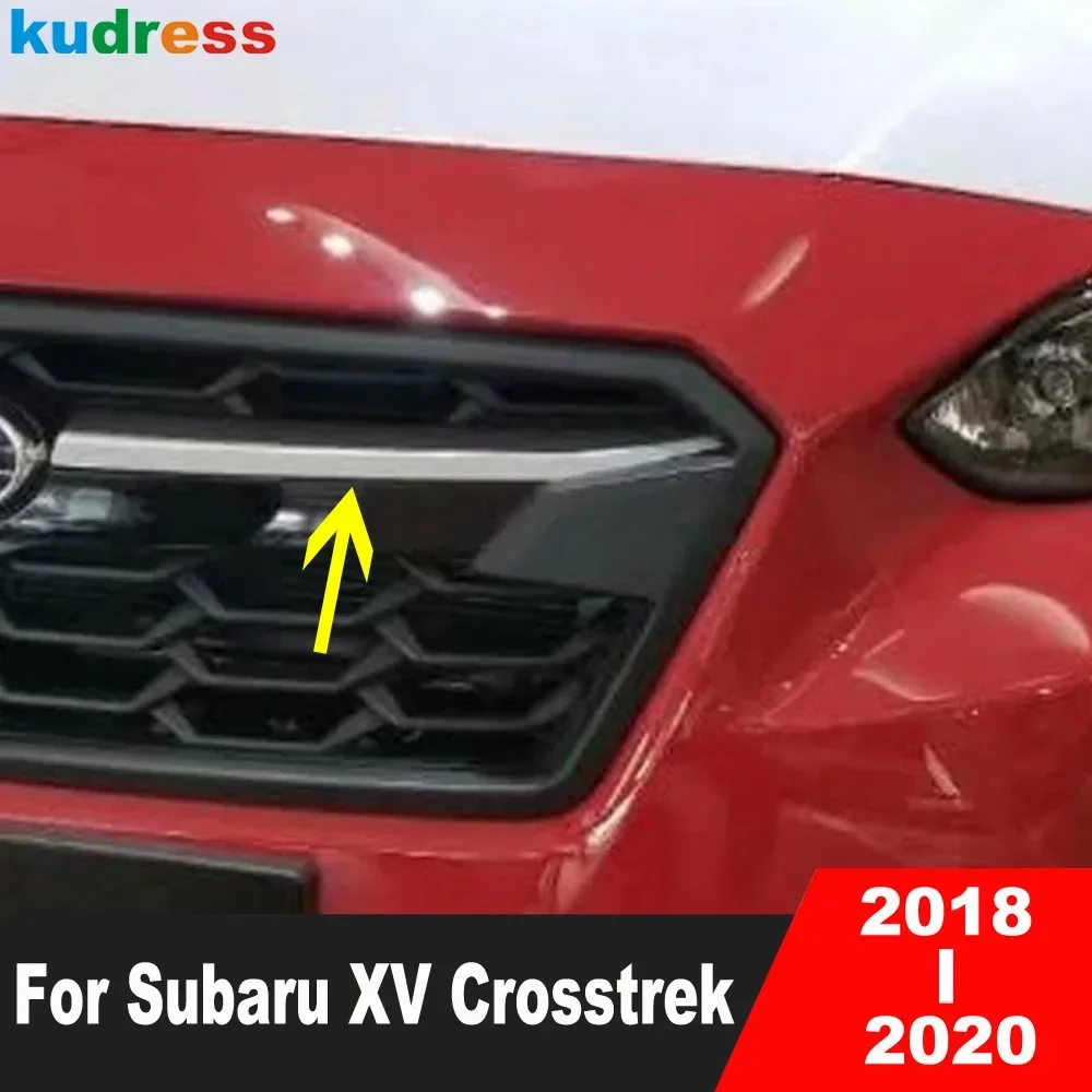 

Front Grille Grills Cover Trim For Subaru XV Crosstrek 2018 2019 2020 Chrome Car Accessories Head Racing Grills Molding Strip