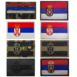 Serbia Flag Embroidered Patches Infrared IR Reflective Serbian National Flags PVC Rubber Appliqued Patch For Clothing Backpack