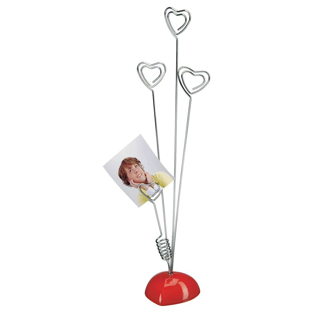 

2pcs Red Heart-shaped Base Photo Holder Heart Shape Note Memo Clip Tree Simple Office Desktop Note Clip Decoration