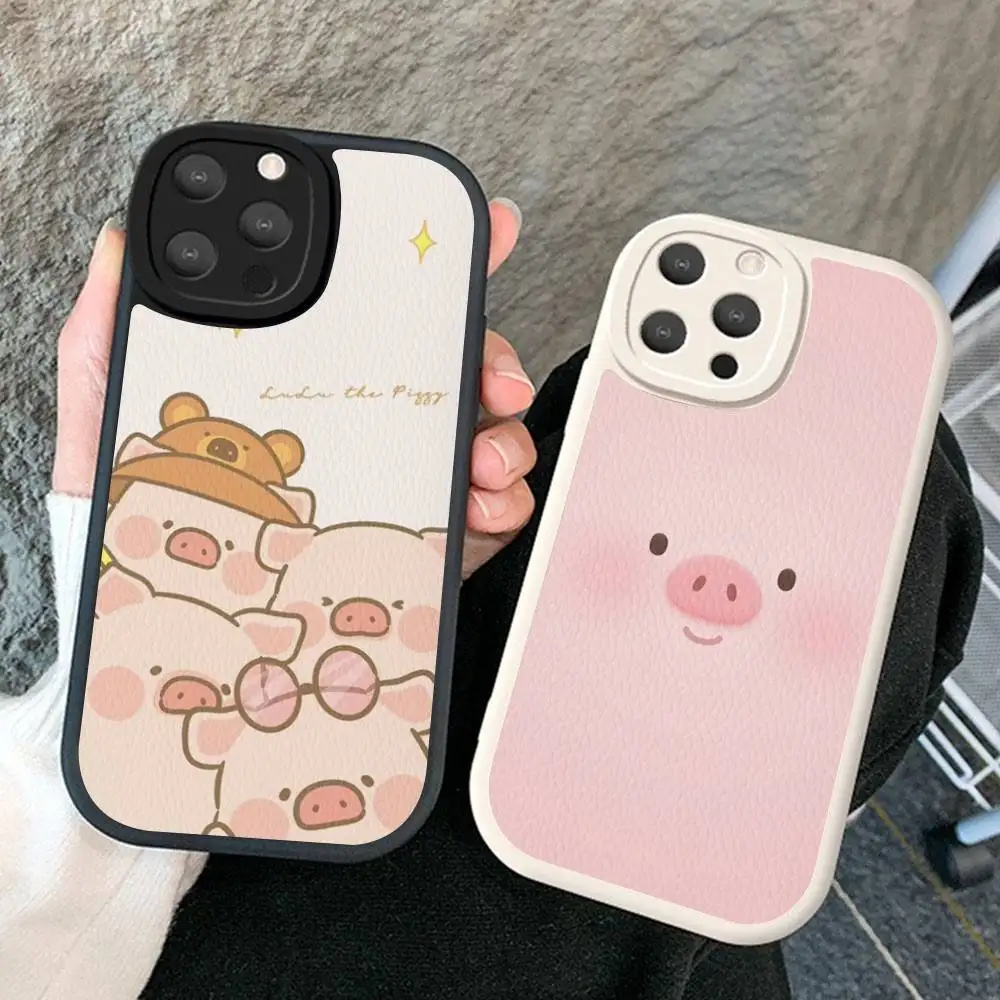 귀여운 돼지 만화 캐릭터 루루 폰 케이스 하드 가죽 아이폰 16 15 14 13 12 미니 11 14 프로 맥스 Xs X Xr 7 8 플러스 케이스