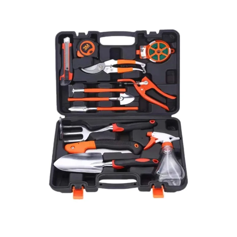 

12 PCS Garden Furniture Set Gardening Tools Portable Black Hand Carry Box Pruning Shear Tool