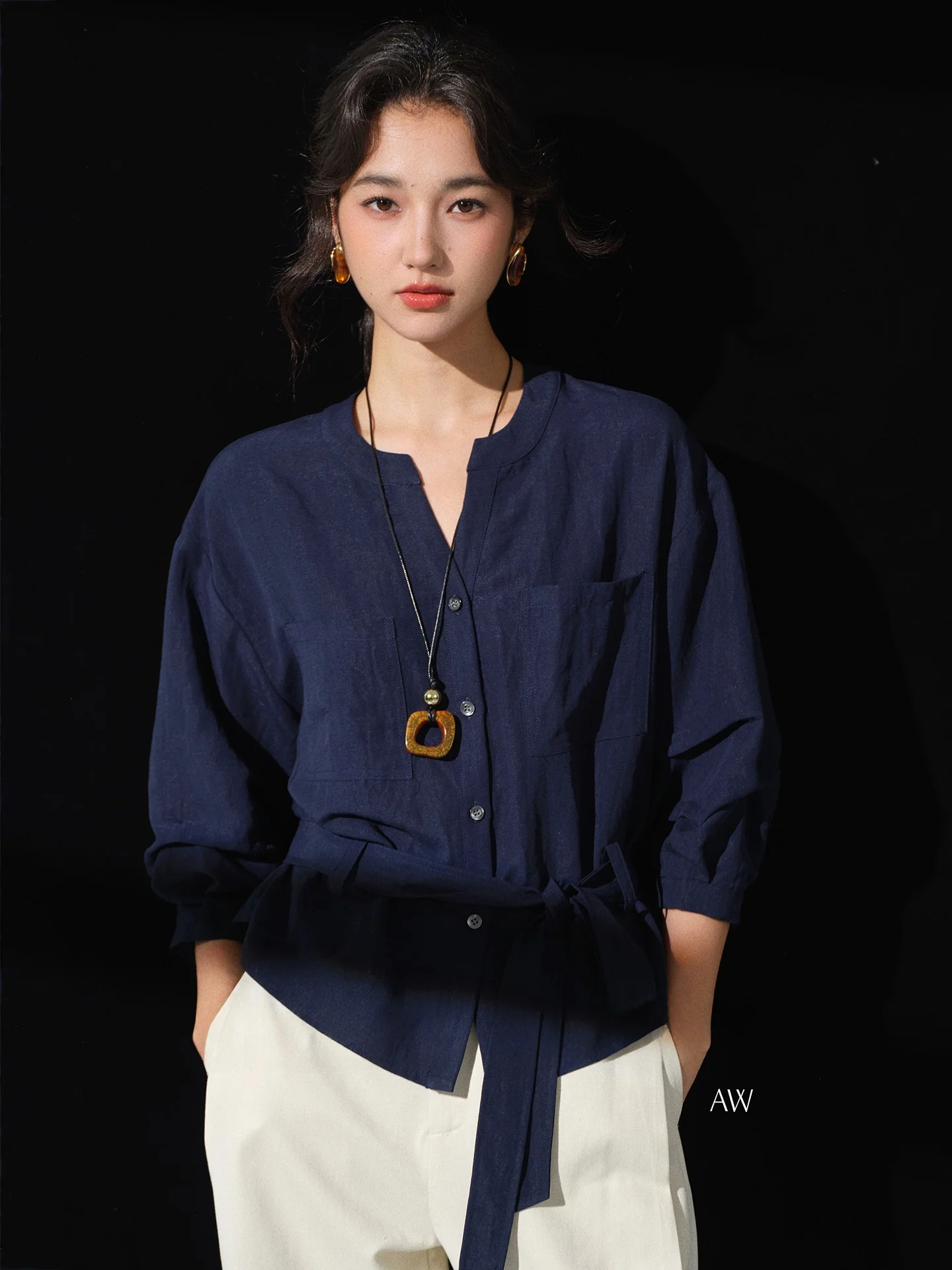 

Женское свободное длинное платье с V-образным вырезом и поясом из смесового волокна Lenzing, повседневное, комфортное, дышащее