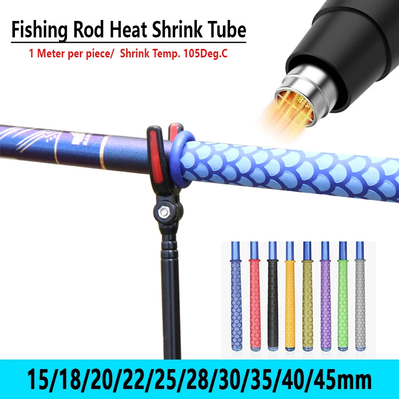 1M Non-slip Fishing Rod Heat Shrink Wrap Tubing 15-45MM DIY Fish Scale Waterproof Insulated Motorcycle Racket Handle Grip