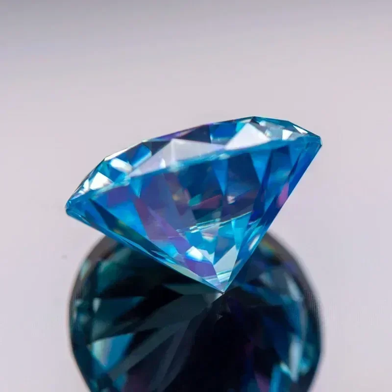 Moissanit-Stein, runder Schliff, Aquamarin-Farbe, für Edelstein-Anhänger, Perlen, hochwertige Schmuckherstellungsmaterialien mit Zertifikat – Detail 3