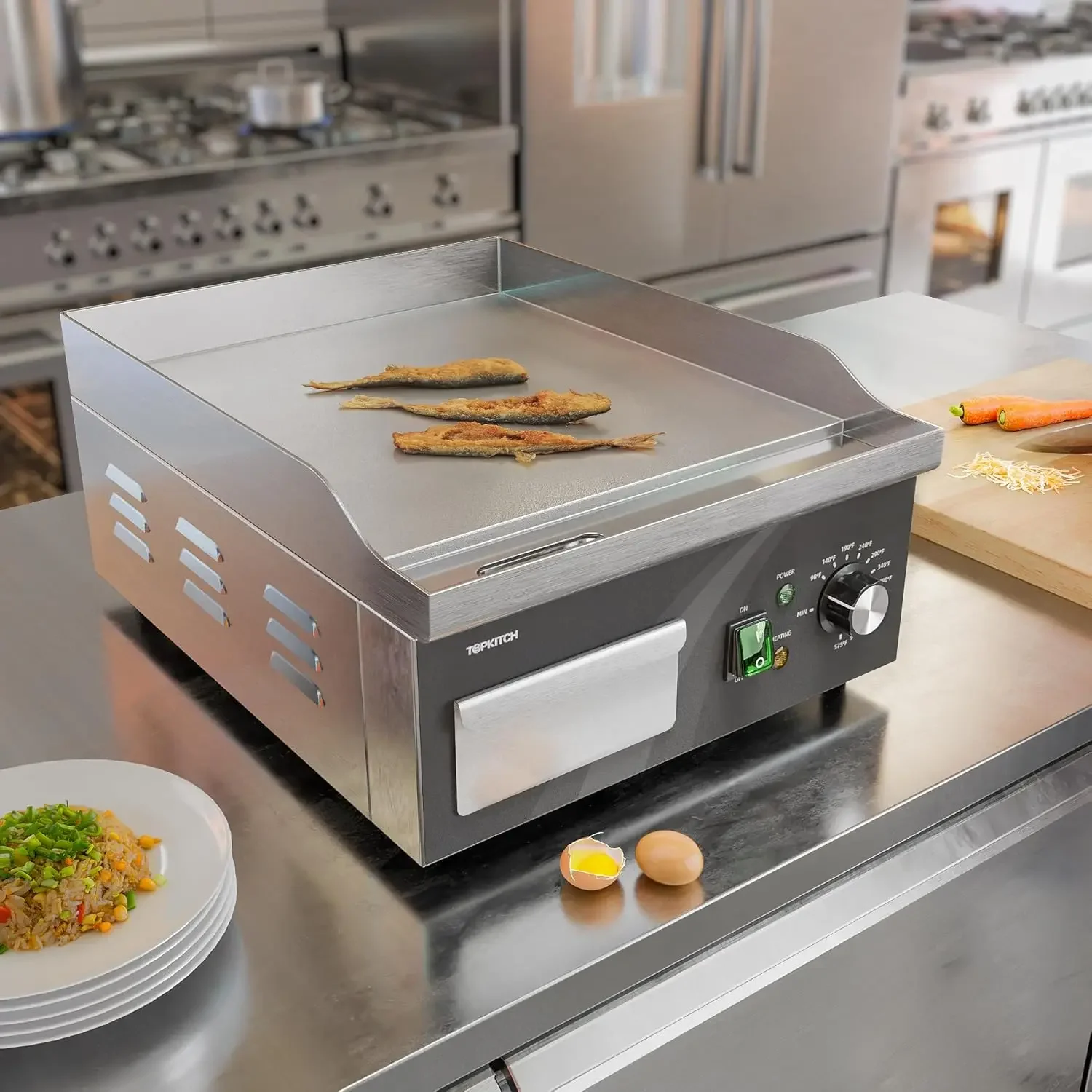 14 Inch Flat Top Grill Commercial Electric Griddles Stainless Steel Adjustable Temperature Control 90℉-575℉ for Home or Restaura