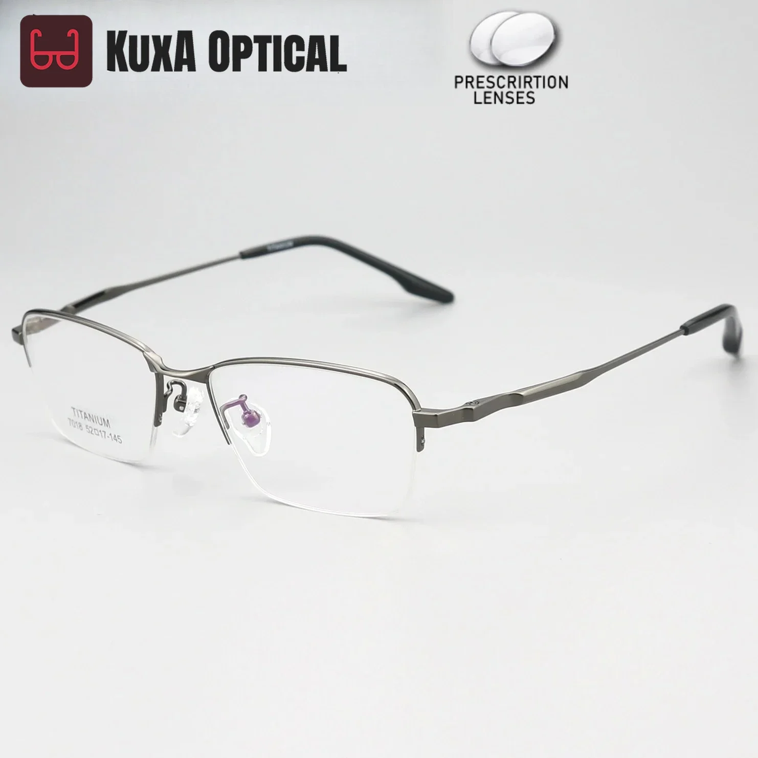 

KUXA мужские полуочки из чистого титана, линзы по рецепту, прогрессивные очки для чтения при близорукости, антибликовые очки
