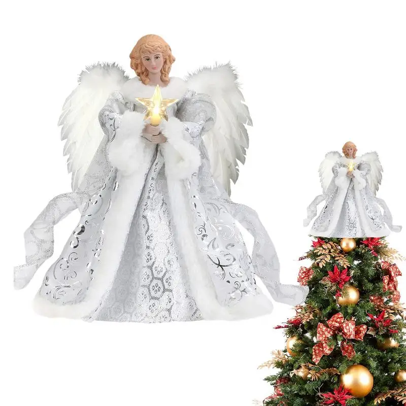 Natal anjo bonecas árvore de natal topo anjo ornamentos natal copa da árvore estatueta navidad decoração de ano novo presentes de natal