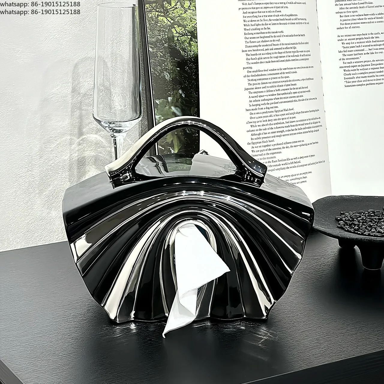 High value light luxury ceramic handbag, living room home pumping carton design sense creative tissue storage box