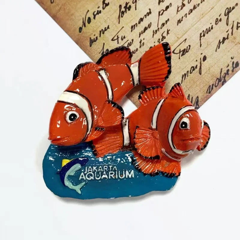 Jakarta Aquarium, Indonesia: 3D Clownfish Refrigerator with Magnet, Tourist Painting, Commemorative Decoration