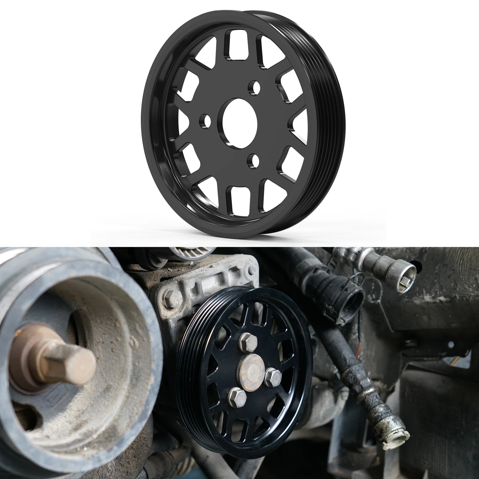 

For BMW M52TU M54 Power Steering Pulley, for BMW E46 E39 E36 E38 325i 328i 525i 528i, X5 E53, Z3, Replace for 32 42 1 740 858