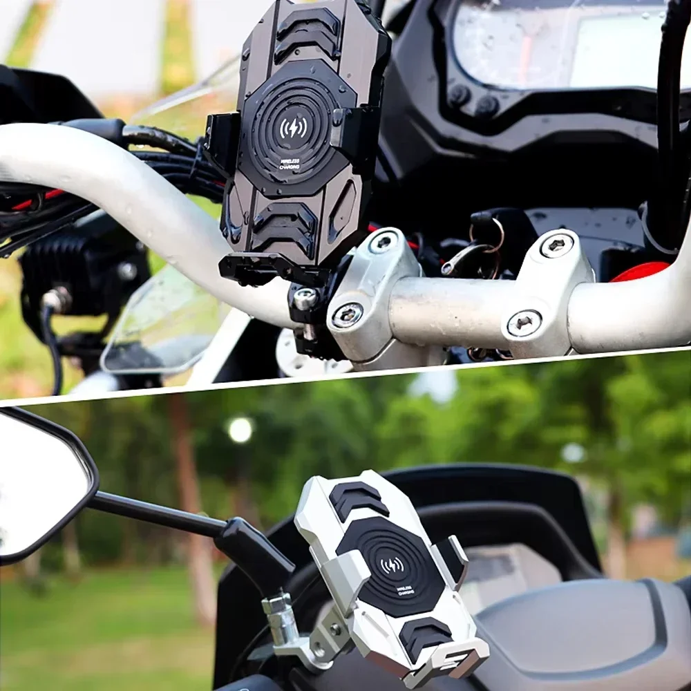 

Motorcycles Bike 15W Wireless Charging CNC Aluminum Suspension Damping Waterproof Phone Holder for Motorcycle