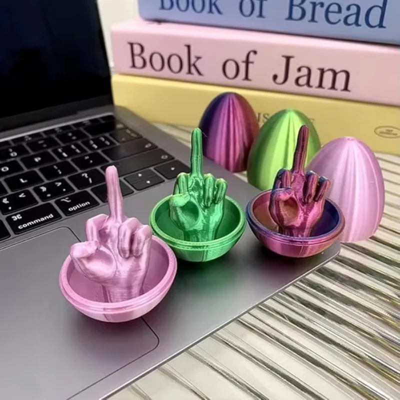 Surprising and funny gifts Creative 3D Printed Middle Finger Figurine, Cheap Gift Toy, Hot Sale Cute Egg Desktop Decoration