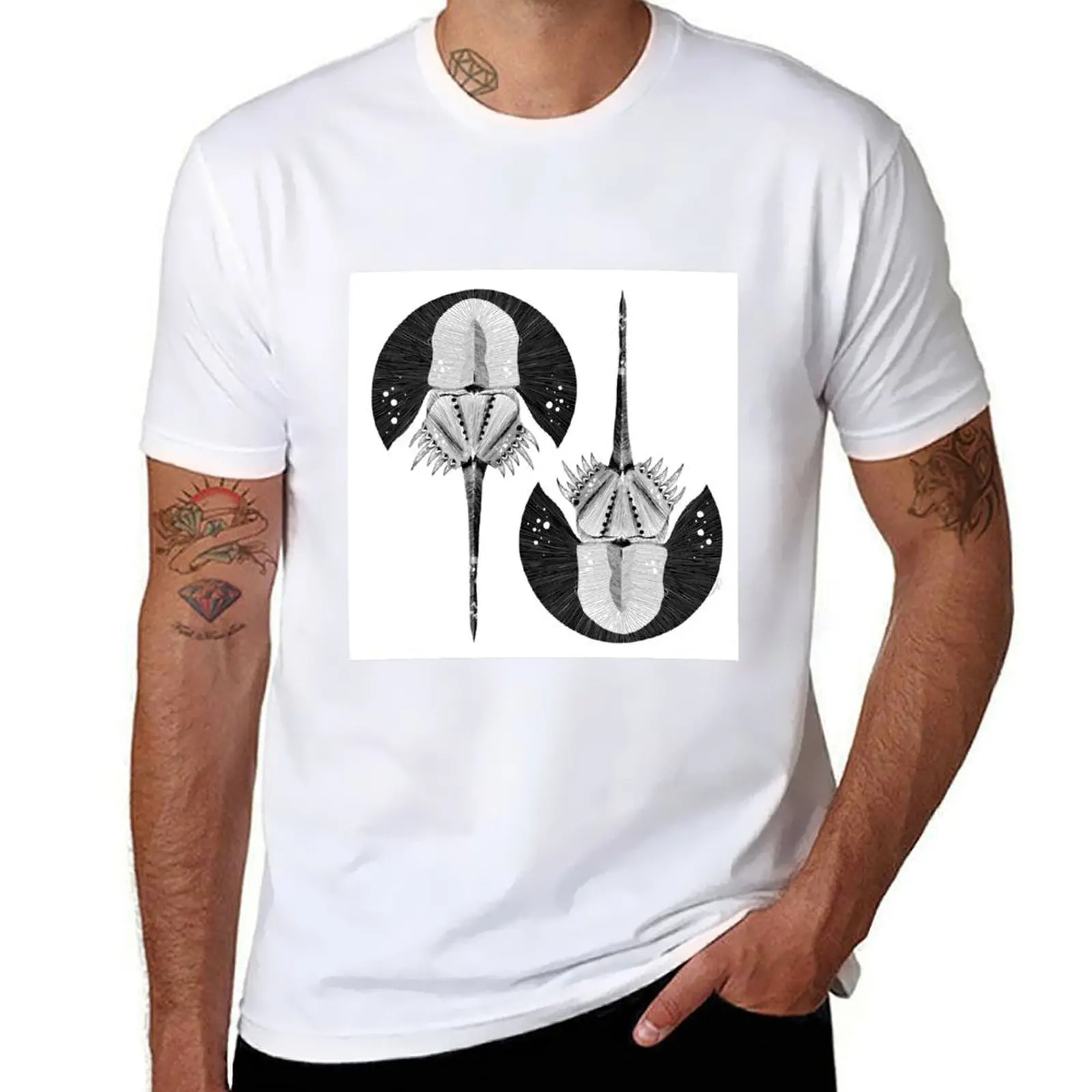 

Футболка с изображением краба-подковника, мужская, 100% хлопок, черная, однотонная, для мужчин, в упаковке, 100% хлопковая футболка