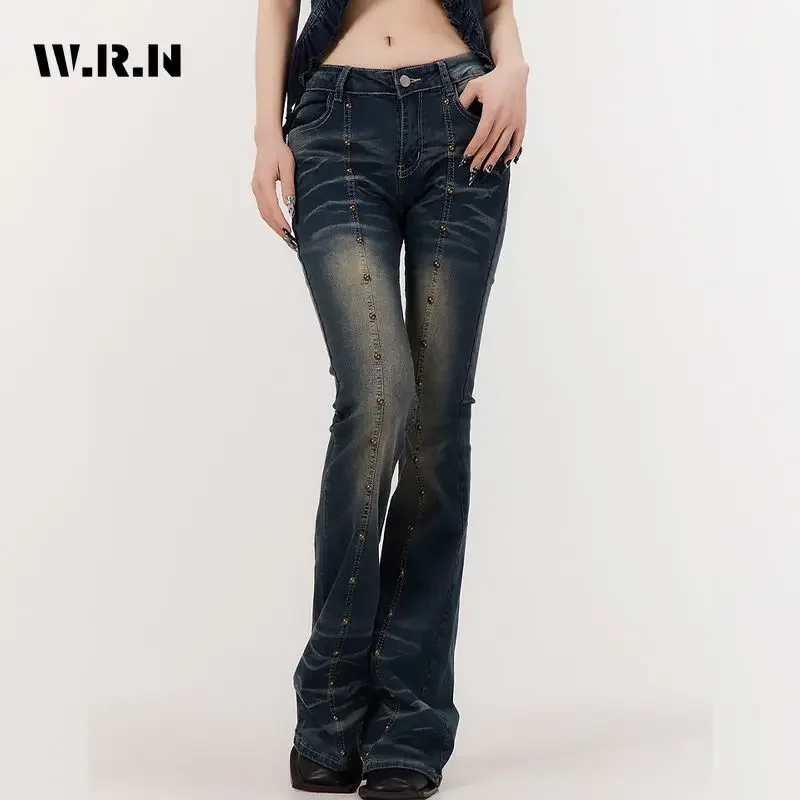 

2024 Summer Harajuku Sheath Flared Jeans Female High Waist Retro Y2K Pants Women's Vintage Slim Street Style Denim Trouser