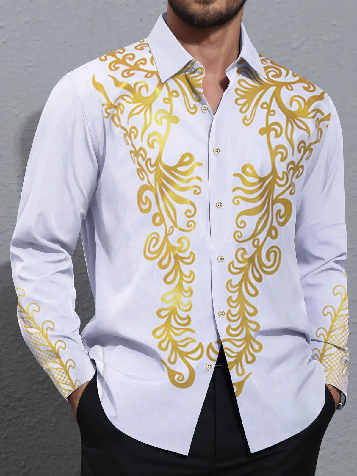 Men's shirts, button down shirts, casual shirts, spring and summer, printed long sleeves, daily, fashionable, comfortable