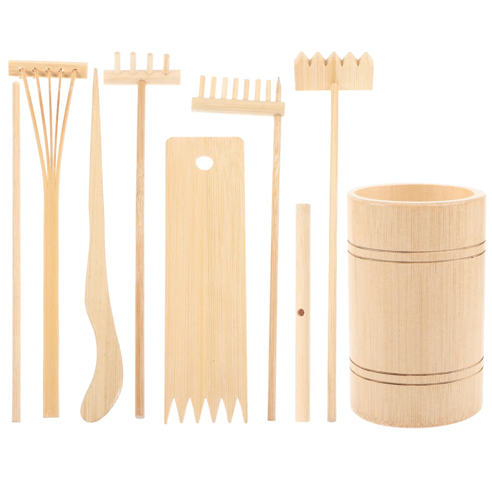 1Set Wooden Mini Zen Garden Rake Set for Sand Table Decor Creative Stress Relief Tool Small Lightweight Rake for Tabletop