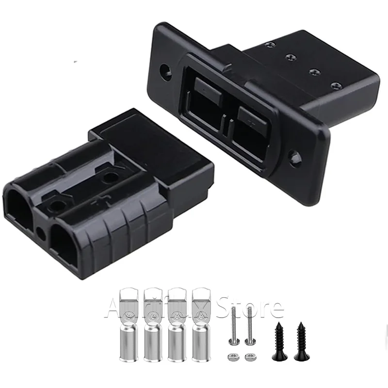 50 Amp Battery Quick Connect/Disconnect with Mounting Panel, 6-12 Gauge Jumper Cable Plug  Connector  Kit for Car, Winch