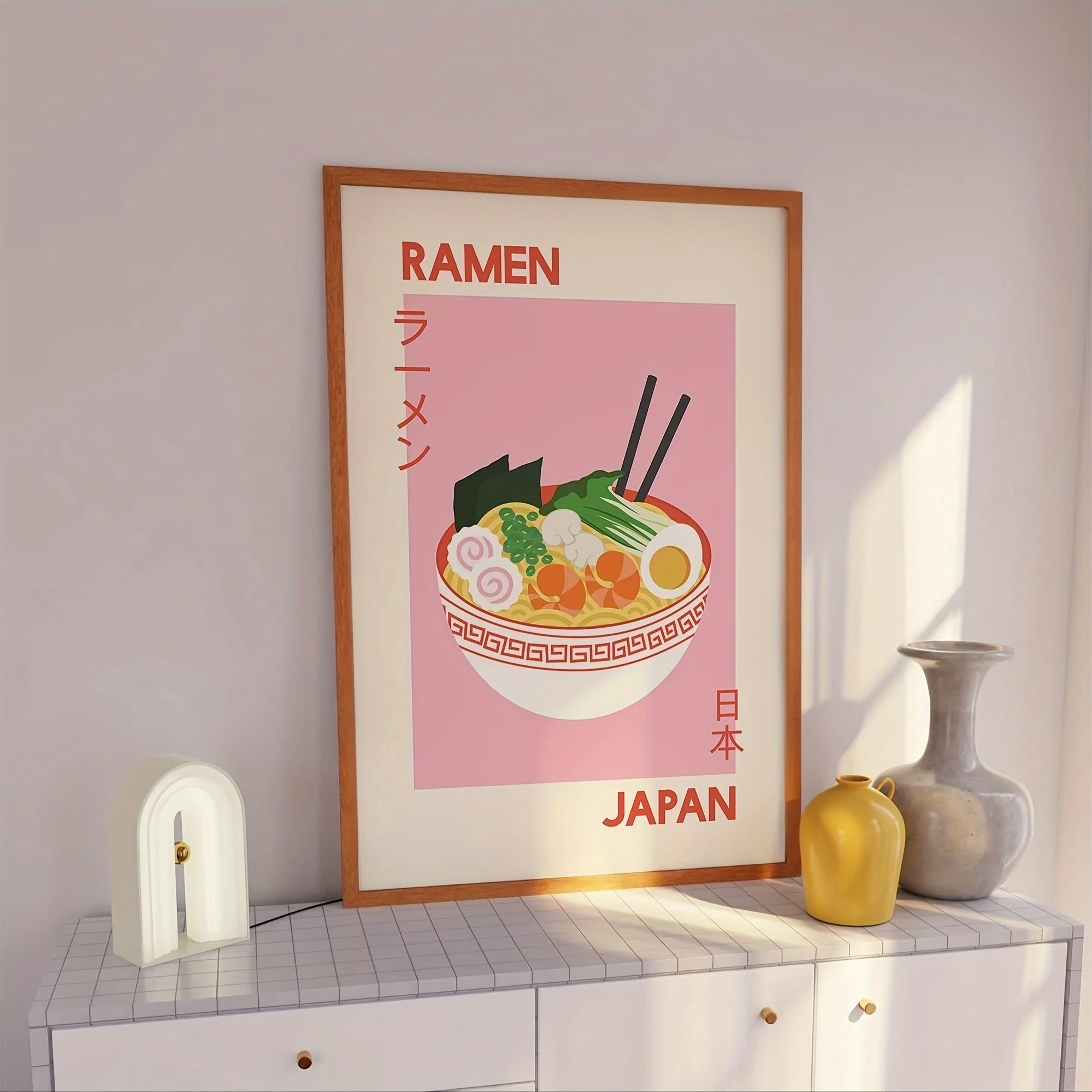 اليابانية رامين الفن قماش يطبع الكرتون رامين الغذاء موضوع الفن المطبخ الملصقات للمنزل الحديث مكتب غرفة المعيشة ديكور المنزل
