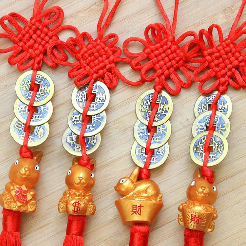 

8pcs Rabbit New Year Pendant Safe Material Plastic Spring Festival Decor Home Office Malls Chinese Style